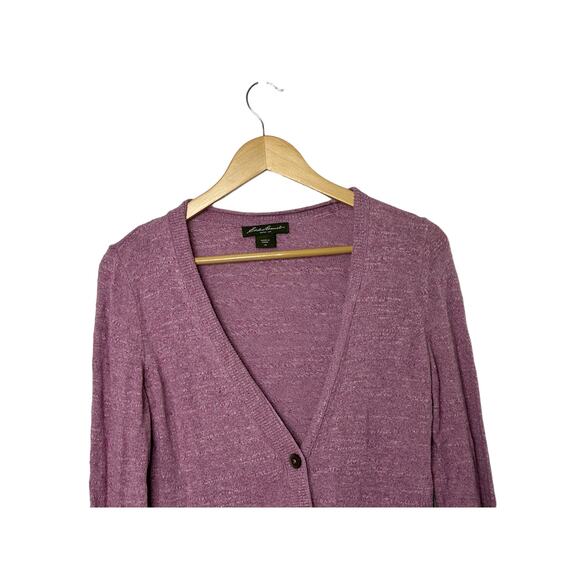 Eddie Bauer Purple Lightweight V-Neck Cardigan Long Sleeve Sweater Women's XS - Picture 6 of 6